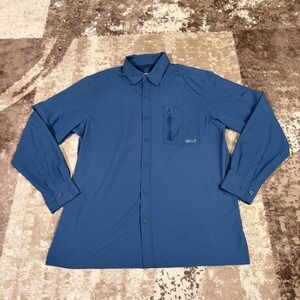 Gillz Fishing Shirt Mens Large Blue Deep Sea Vented Lightweight Zip Pocket